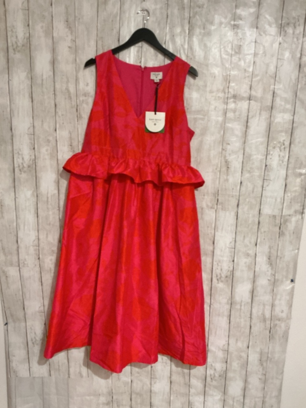 kate spade Hot Pink and Red Ruffle-Waist Party Dress